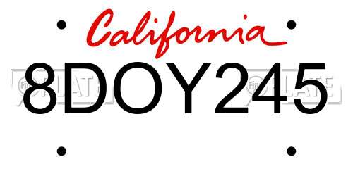 8DOY245 California License Plate