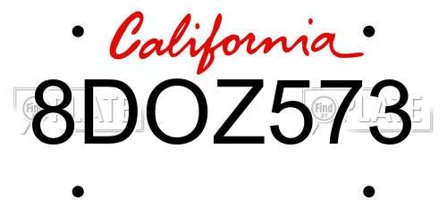 8DOZ573 California License Plate