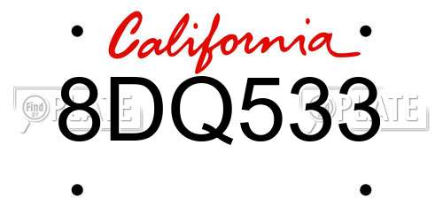 8DQ533 California License Plate