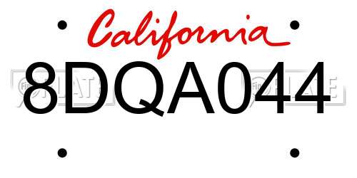 8DQA044 California License Plate