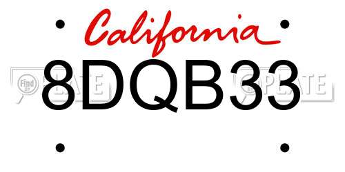 8DQB33 California License Plate