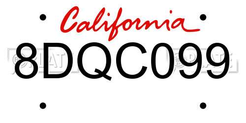 8DQC099 California License Plate