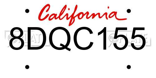 8DQC155 California License Plate