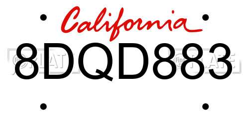 8DQD883 California License Plate
