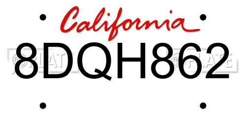 8DQH862 California License Plate