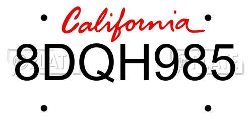 8DQH985 California License Plate
