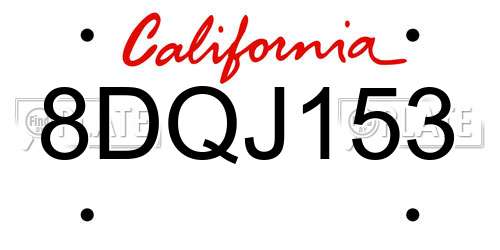 8DQJ153 California License Plate