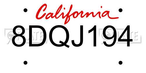 8DQJ194 California License Plate