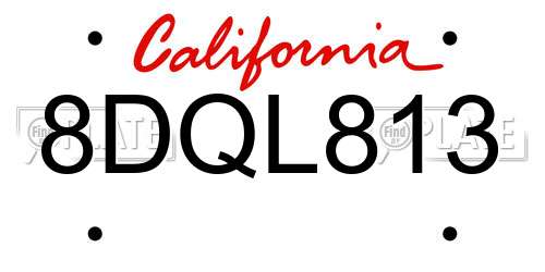 8DQL813 California License Plate