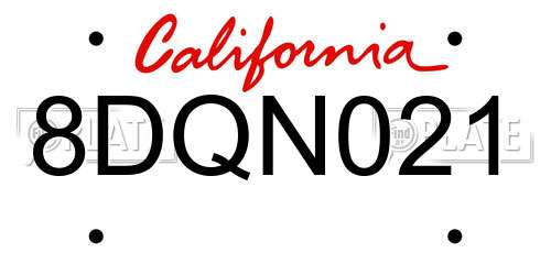 8DQN021 California License Plate