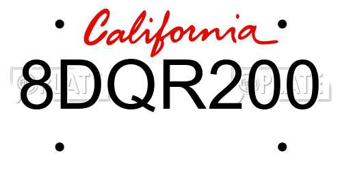8DQR200 California License Plate