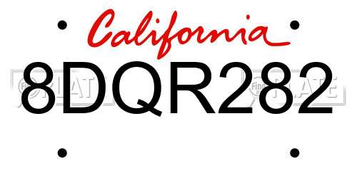 8DQR282 California License Plate