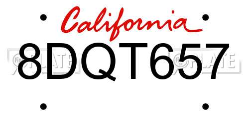 8DQT657 California License Plate