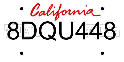 8DQU448 California License Plate