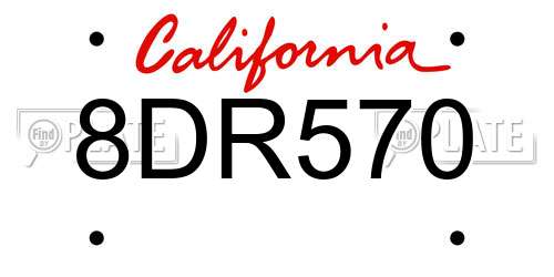 8DR570 California License Plate