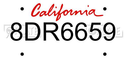 8DR6659 California License Plate