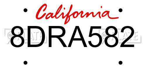 8DRA582 California License Plate