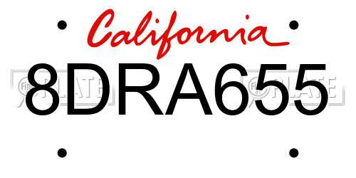 8DRA655 California License Plate