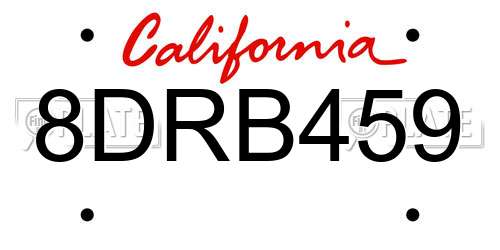 8DRB459 California License Plate