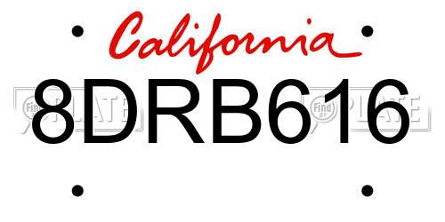 8DRB616 California License Plate