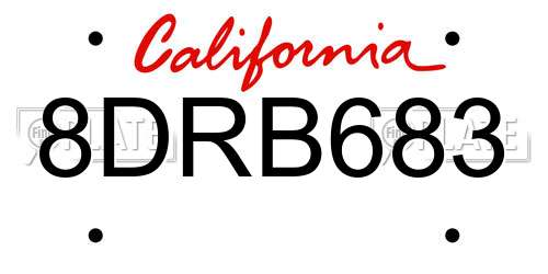 8DRB683 California License Plate