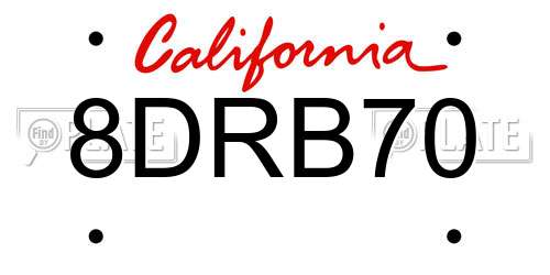 8DRB70 California License Plate