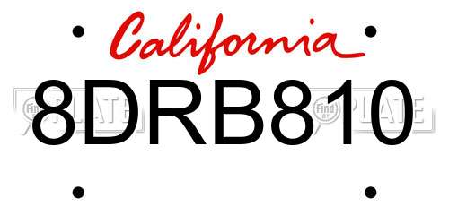 8DRB810 California License Plate