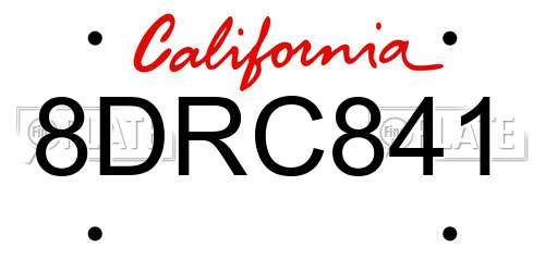 8DRC841 California License Plate