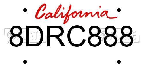8DRC888 California License Plate