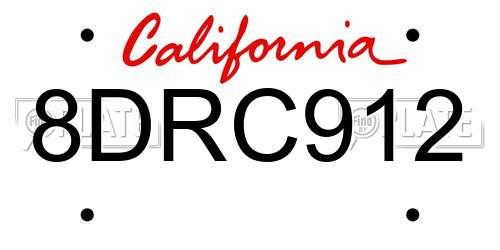 8DRC912 California License Plate