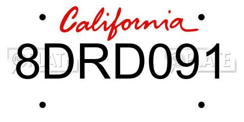 8DRD091 California License Plate