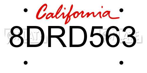 8DRD563 California License Plate