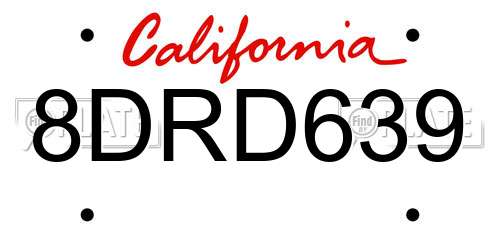 8DRD639 California License Plate