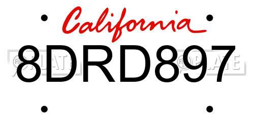 8DRD897 California License Plate