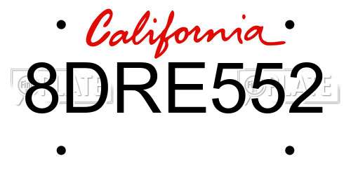 8DRE552 California License Plate