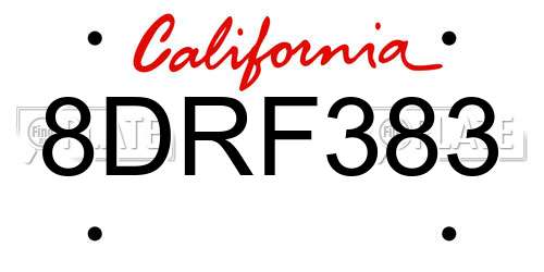 8DRF383 California License Plate
