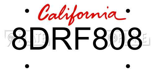 8DRF808 California License Plate