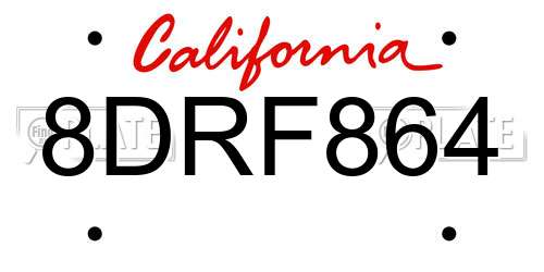 8DRF864 California License Plate