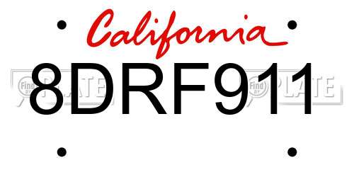 8DRF911 California License Plate