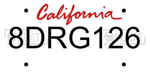8DRG126 California License Plate