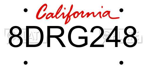 8DRG248 California License Plate