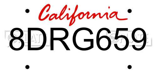 8DRG659 California License Plate