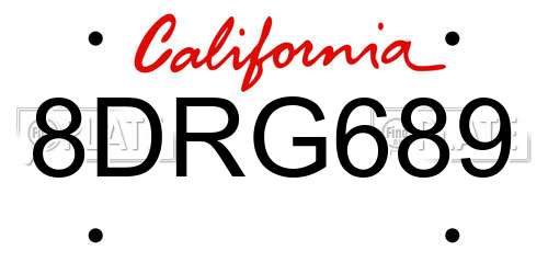 8DRG689 California License Plate