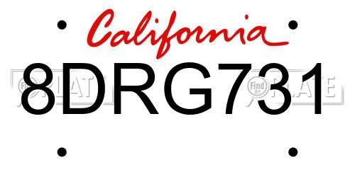 8DRG731 California License Plate
