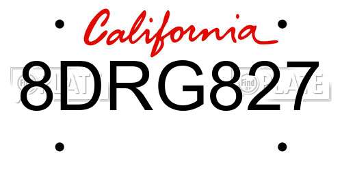 8DRG827 California License Plate