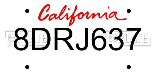 8DRJ637 California License Plate