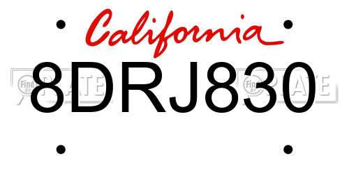 8DRJ830 California License Plate