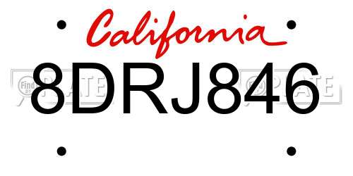 8DRJ846 California License Plate