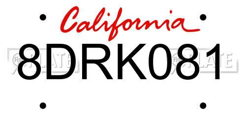 8DRK081 California License Plate