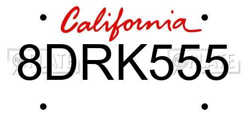 8DRK555 California License Plate